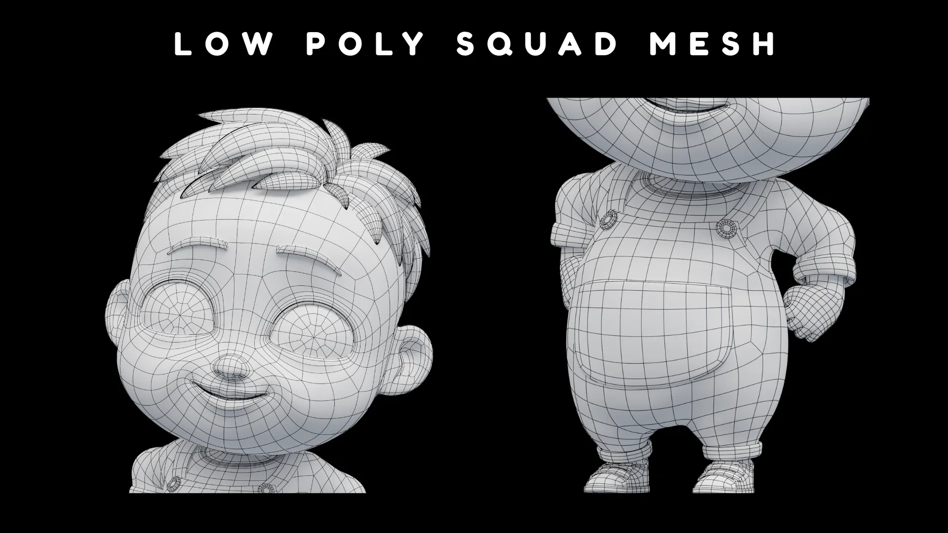 Cartoon baby boy low poly mesh showcase